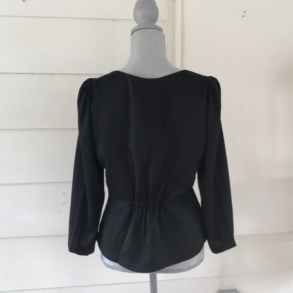 JCrew Petite Black Long Sleeve Peplum Top - Picture 5 of 5